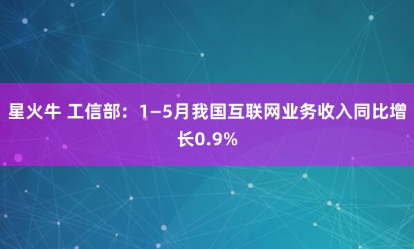 星火牛 工信部：1—5月我国互联网业务收入同比增长0.9%